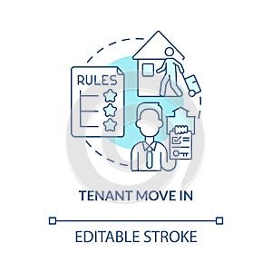 Tenant move in turquoise concept icon