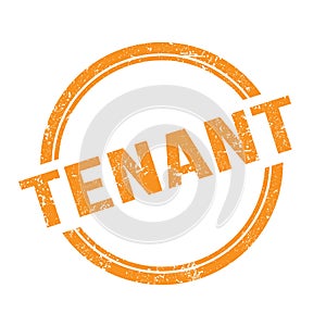 TENANT text written on orange grungy round stamp