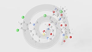 tenapanor molecule 3d, molecular structure, ball and stick model, structural chemical formula inhibitor of the sodium-proton