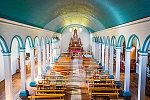 Tenaun, Chiloe Archipelago, Chile - Inside the Wooden Jesuit Church in Tenaun