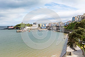Tenby Wales with pastel coloured cottages