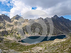 Tende - Panoramic view of glacier lake Lac du Basto in the Mercantour National Park in the Valley of Wonders