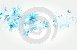 Tender background with blue abstract flower