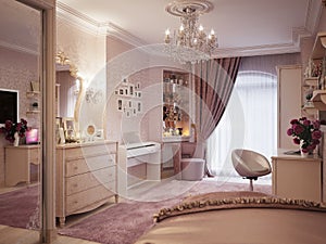 Tender and bright pink children`s room