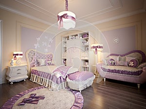 Tender and bright pink children`s room
