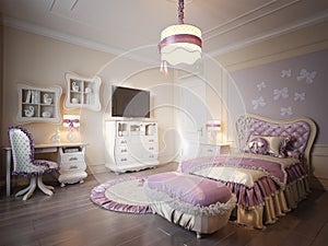 Tender and bright pink children`s room