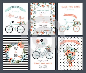Tender collection of 6 cute wedding card templates.