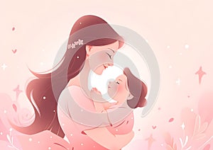 Tender Embrace of a Mother Holding Her Sleeping Baby. Generative AI