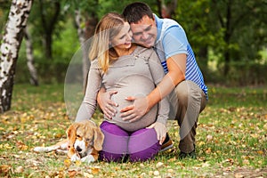 Tender family scene in park