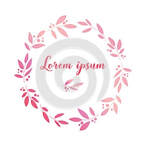 Tender floral round frame with space for text. Vector template suitable for greeting cards or invitations.