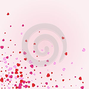 Tender Heart Background Pink Vector. Rain Frame Confetti. Violet Mother Pattern. Red Heart Valentine Illustration.