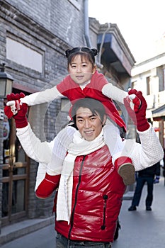 Tender moment between father and daughter