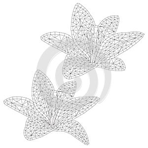 Tender mosaic lilies for coloring and design. isolated on white background.