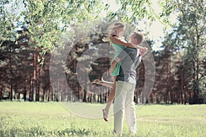 Tender photo lovely young happy couple in love