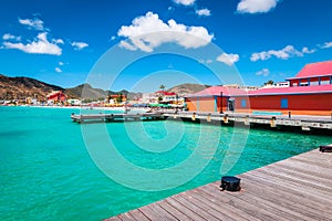 Tender platform in the city centre of Philipsburg, St Maarten.