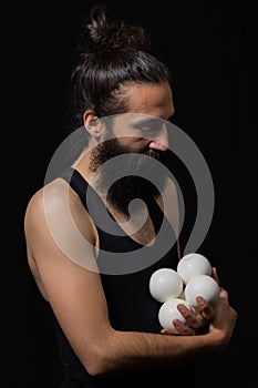 Tender scene of a circus juggler