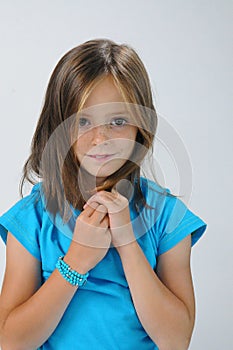 Tender schoolgirl with blue shirt