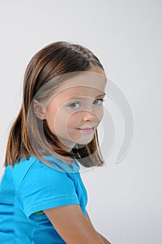 Tender schoolgirl with blue shirt