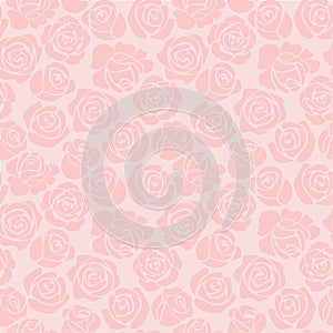 Tender Seamless pattern with roses on a light pink background