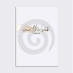 Tender soft gold design. Wedding save the date invitation cards with Luxury gold marble texture background and Abstract