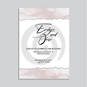 Tender soft rose gold design. Wedding invitation cards with Luxury gold and pink marble texture background and Abstract