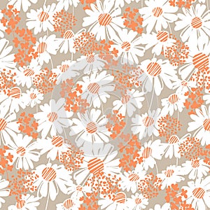 Tender white daisy flower seamless pattern