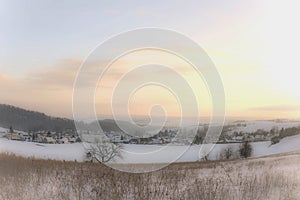 Tender winterday in the near of Nordhausen, lower Harz mountains, Thuringia, Germany