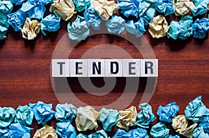 Tender word concept on cubes