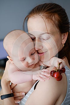 Tenderness and love. Mom and baby