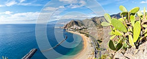 Tenerife beach Teresitas Canary islands sea water travel traveling panorama Atlantic Ocean