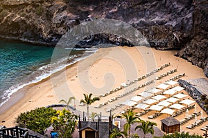 Tenerife, Canary islands, Spain - aerial view of a small Abama b