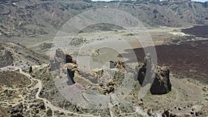 Tenerife, lunar landscape in the crater of the Teide volcano.