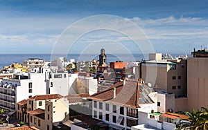 Tenerife, Spain, October 25, 2023 view on the city with Church of Nuestra Senora de la Pena de Francia, Puerto de la