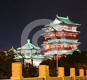 Night view of tengwang pavilion, nanchang city, jiangxi province