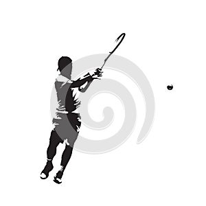 Tenis player, isolated vector silhouette, ink drawing. Individual sport