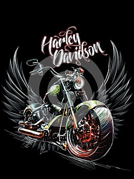 Harley Davidson motorcicle digital art photo