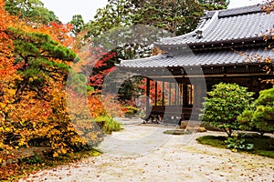 Tenju-an Temple building and autumn garden, Kyoto