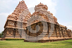 Tenkailasa shrine and Brihadisvara Temple, Gangaikondacholapuram, Tamil Nadu, India. South West view