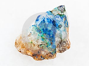 tennantite crystal, green Tyrolite, blue Azurite