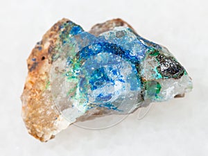 tennantite crystal, green Tyrolite, blue Azurite
