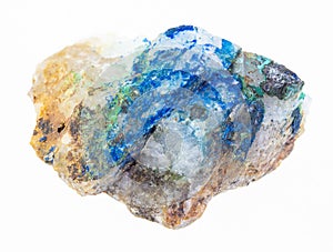 tennantite, Tyrolite, Azurite on raw quartz