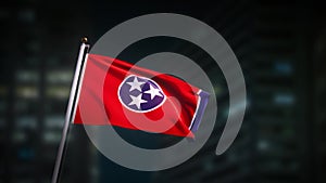 Tennessee Flag Waving at night. 3d render animation 4k