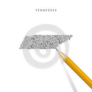 Tennessee sketch scribble map isolated on white background. Hand drawn vector map of Tennessee.