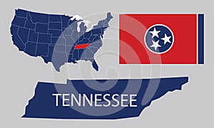 tennessee state flag and map