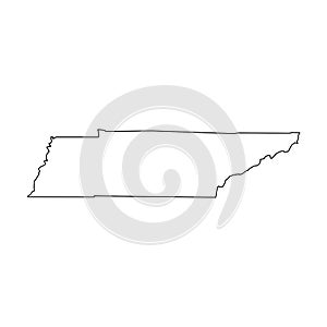 Tennessee, state of USA - solid black outline map of country area. Simple flat vector illustration