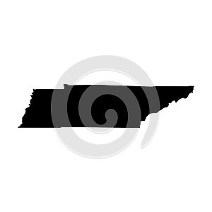 Tennessee, state of USA - solid black silhouette map of country area. Simple flat vector illustration