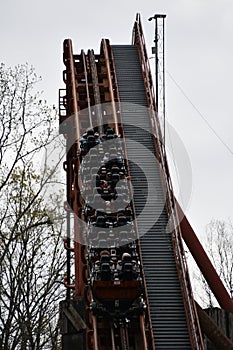 Tennessee Tornado roller coaster at Dollywood theme park in Sevierville, Tennessee