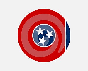 Tennessee USA Round State Flag. TN, US Circle Flag