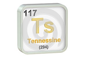 Tennessine chemical element, 3D rendering