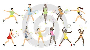 Tennis athletes set.